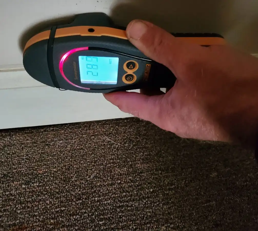 Moisture detection at baseboard during Burst Pipe Cleanup in Santee